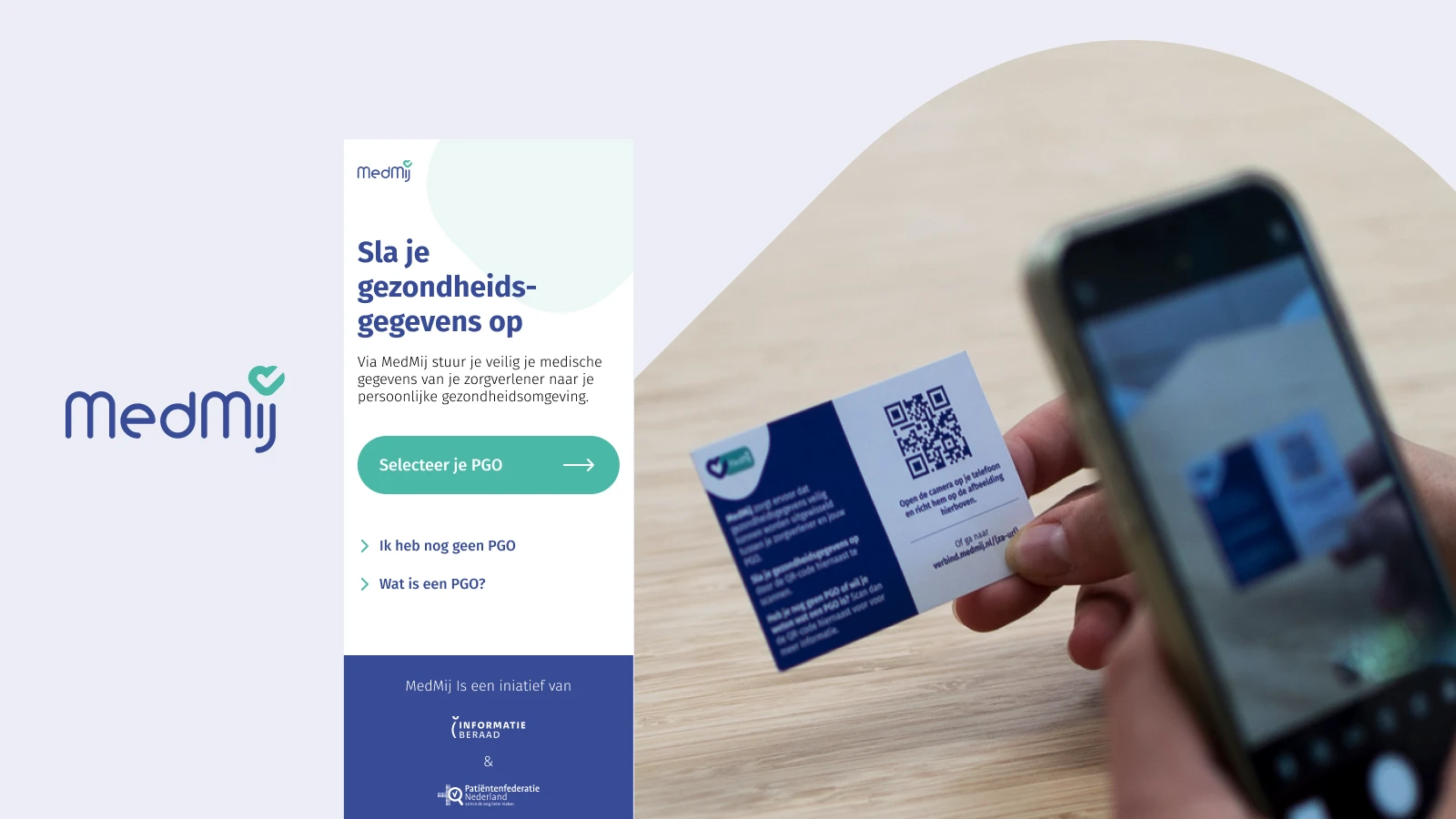 Introducing the project with the first screen and the MedMij logo.