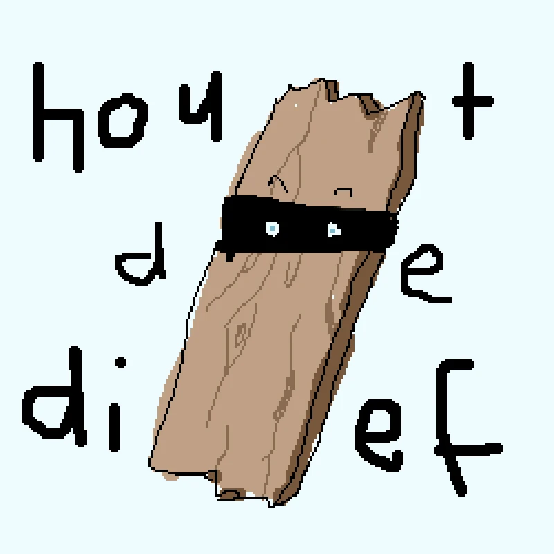 Illustration with a dutch word joke about a thief and wood.