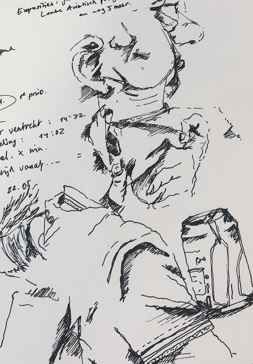 Kubistic illustration of co-workers.