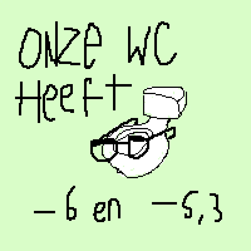 Illustration with a dutch word joke about toilet glasses.